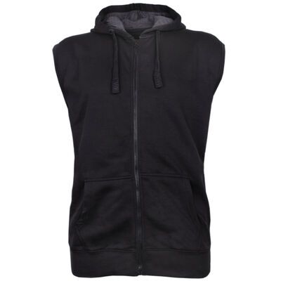 KAM SLEEVELESS HOODY VEST-fleecy tops & hoodies-KINGSIZE BIG & TALL