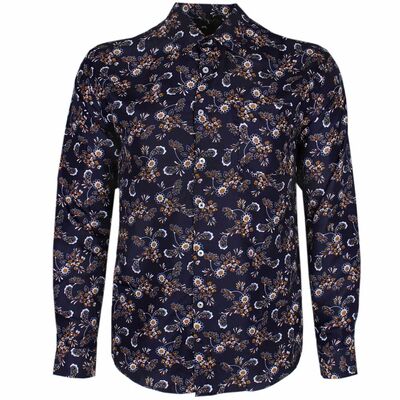 MAURIO FLORAL PAISLEY PRINT L/S SHIRT-sale clearance-KINGSIZE BIG & TALL