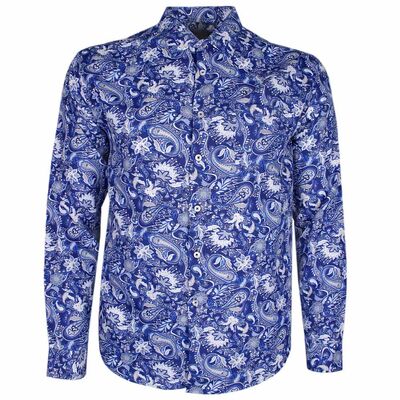 MAURIO PAISLEY ABSTRACT PRINT L/S SHIRT -sale clearance-KINGSIZE BIG & TALL