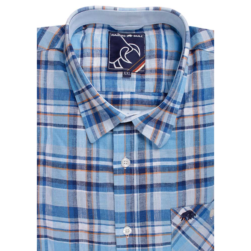 RAGING BULL LINEN MADRAS CHECK S/S SHIRT