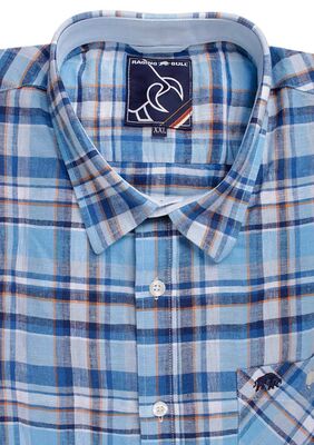 RAGING BULL LINEN MADRAS CHECK S/S SHIRT-sale clearance-KINGSIZE BIG & TALL