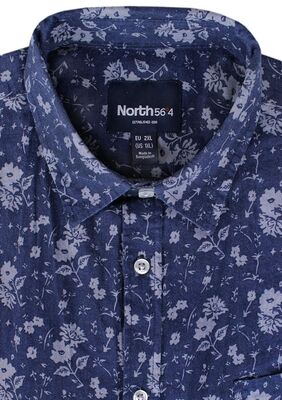 NORTH 56° LINEN FLOWER S/S SHIRT -sale clearance-KINGSIZE BIG & TALL