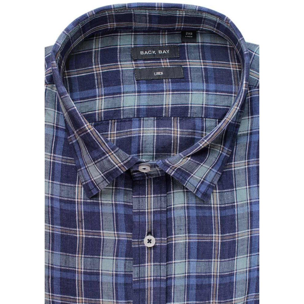 BACKBAY LINEN PLAID CHECK S/S SHIRT 