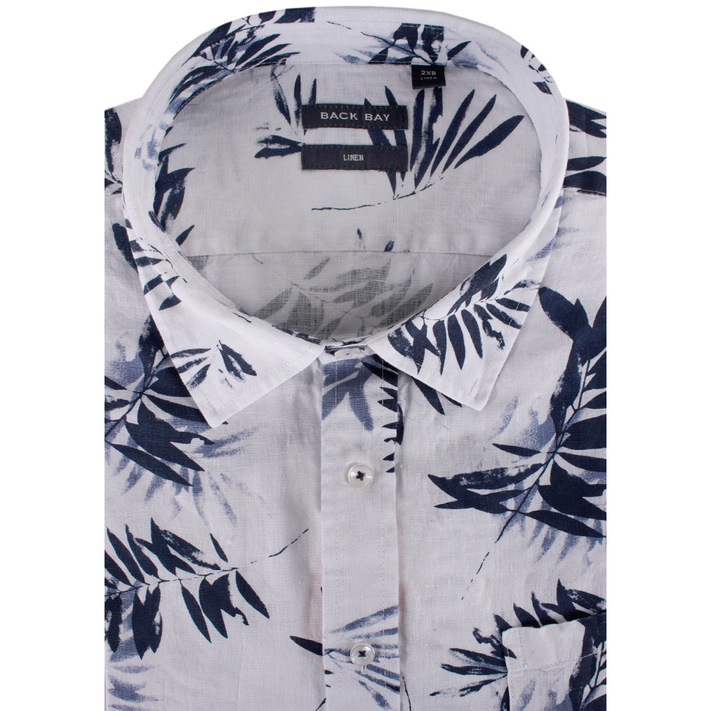 BACKBAY LINEN NAVY LEAF S/S SHIRT