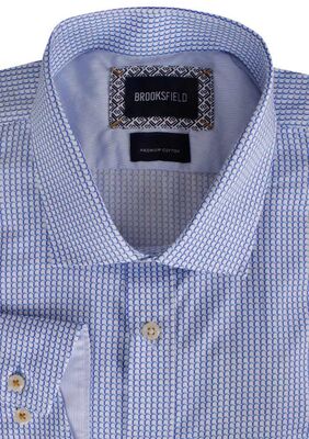 BROOKSFIELD TALL BLUE GEOMETRIC L/S SHIRT-tall range-KINGSIZE BIG & TALL