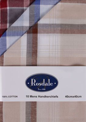 ROSDALE BUDGET 10PK HANDKERCHIEFS -new arrivals-KINGSIZE BIG & TALL